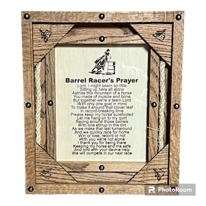 American OAK Framed Engraved Barrel Racer&#39;s Prayer