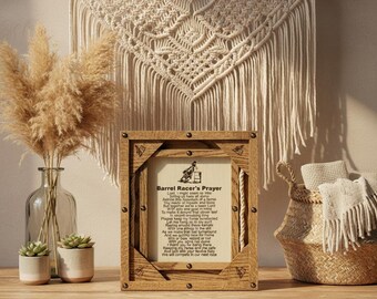 American OAK Framed Engraved Barrel Racer's Prayer