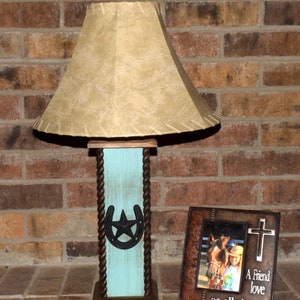 24&quot; Rustic Lamps - Star & Horseshoe Table Lamp - Turquoise. These beautiful Western table lamps are perfect for the cabin or Rustic Decor