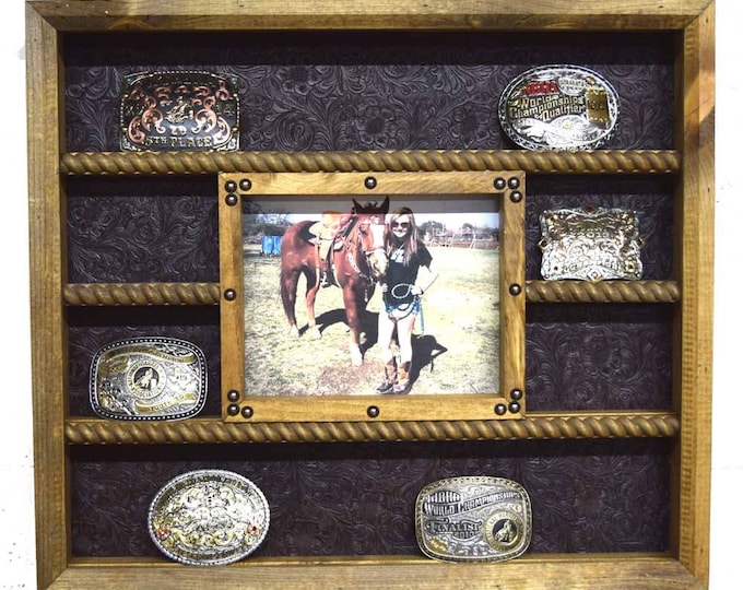 Belt Buckle Display Case With 8x10 Picture Frame Trophy Etsy