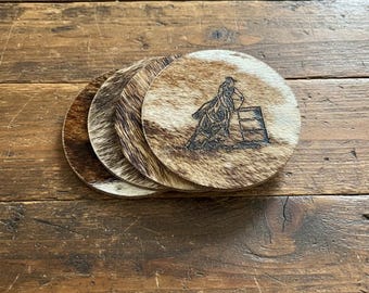 Barrel Racer Cowhide Coasters (set of 4)