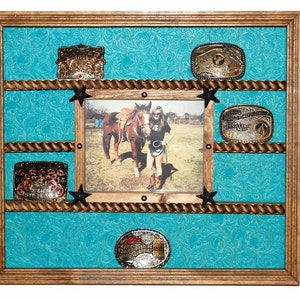 Belt Buckle Display Case With 8x10 Picture Frame - Trophy Display Case