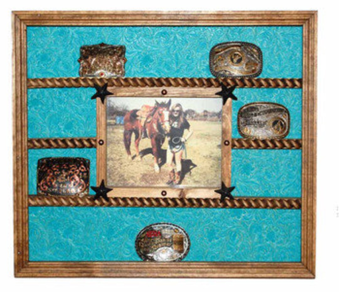 Buckle Display Case With 8x10 Picture Frame Trophy Display Case