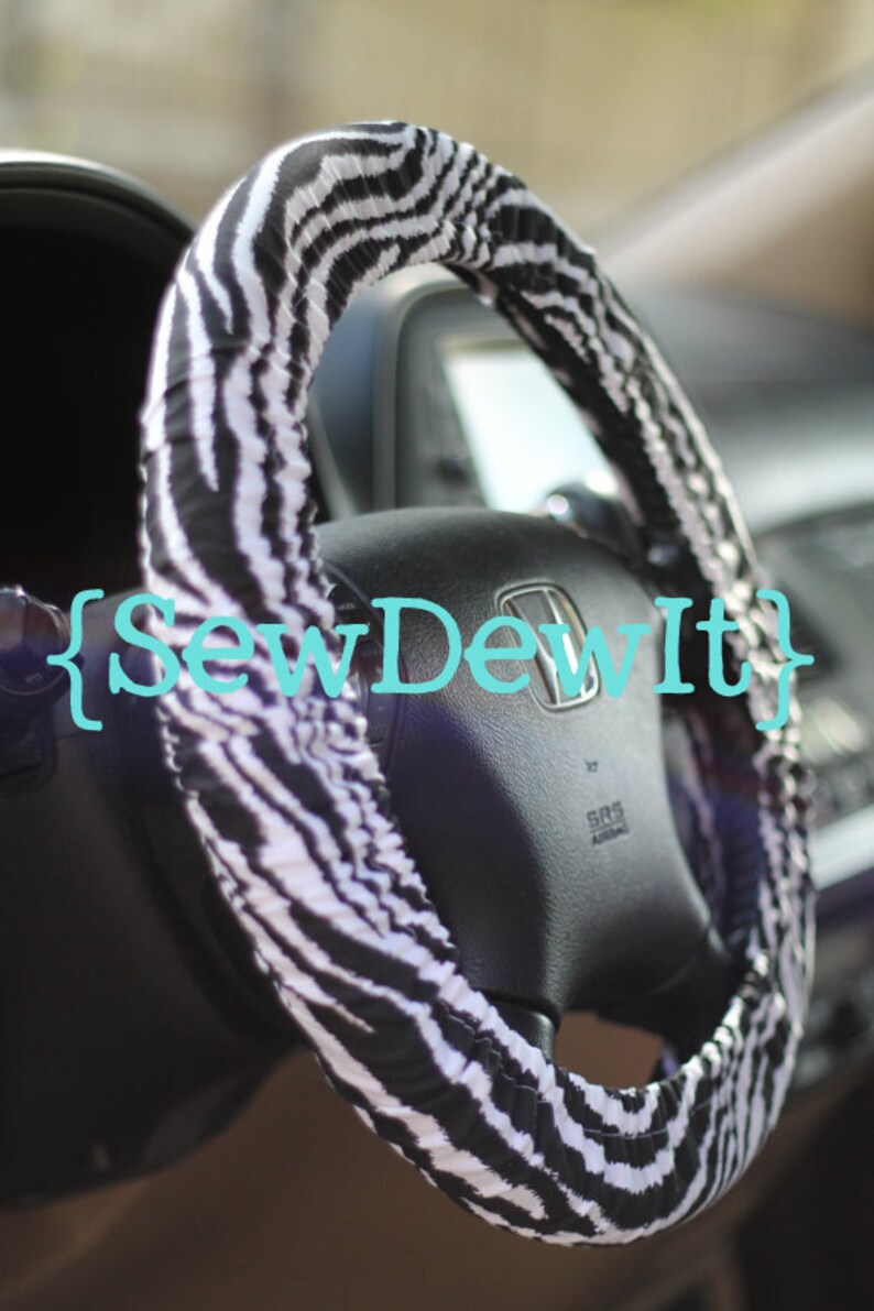 Steering Wheel Cover Zebra Print Black White Stripes Cute Car Etsy