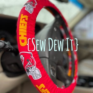 Steering Wheel Cover Kansas City Chiefs Fabric Face Mask Key Fob Car Accessories Football Super Bowl Print NFL Cute Gift Idea
