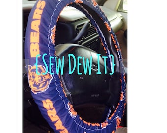 Steering Wheel Cover Chicago Bears NFL Football Navy Blue Orange Da Bears Cute Car Accessories Gift for Her Gift for Him Gift Idea