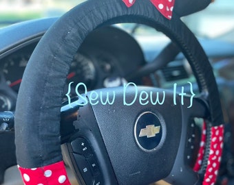 Steering Wheel Cover Minnie Mouse Inspired with Ears & Bow