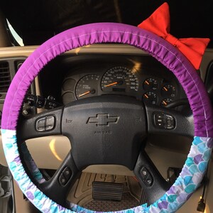 Steering Wheel Cover Ariel The Little Mermaid Disney Inspired With or Without Bow Car Accessory Gift Idea for Her image 5