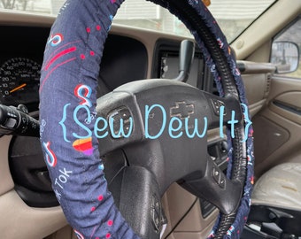 Steering Wheel Cover Tik Tok Print Fabric Social Media Gift For Him Gift Idea Christmas Teacher Birthday