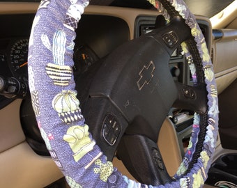 Steering Wheel Cover Cactus Cacti Succulent Fabric ~ Desert AZ Arizona Southern Southwestern Car Accessory Gift for Her