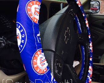 Steering Wheel Cover Texas Rangers Baseball MLB Red White Blue Texan Star
