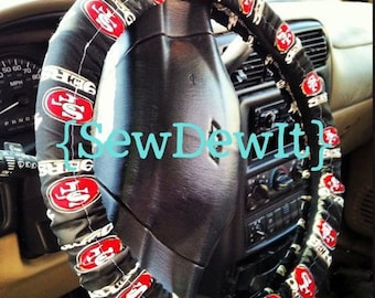 Steering Wheel Cover San Fransisco 49ers NFL Football Red Gold Black White Cute Car Accessories Gift for Her Gift for Him Gift Idea