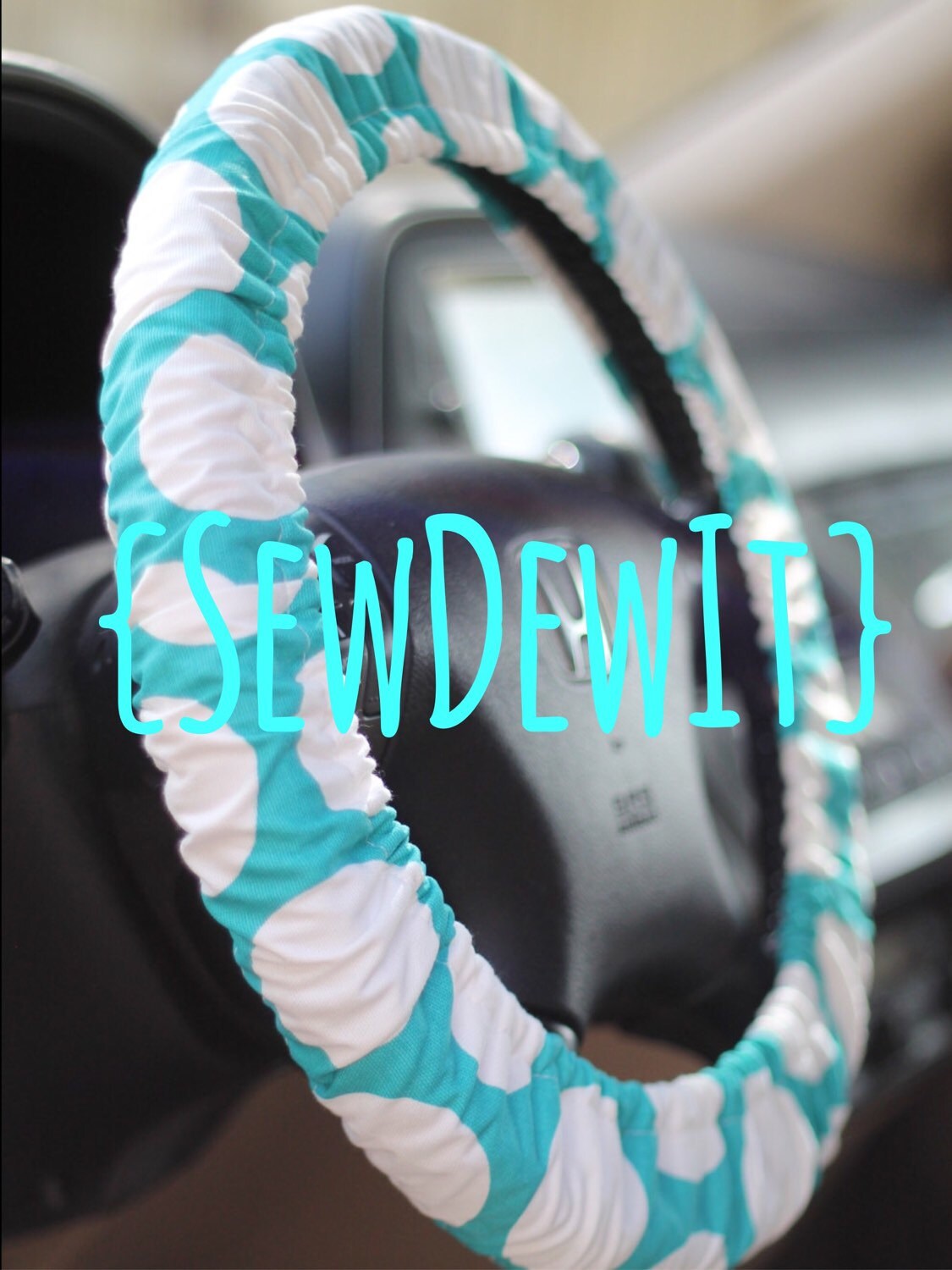 Steering Wheel Cover Aqua & White Polka Dot Cute Car Etsy