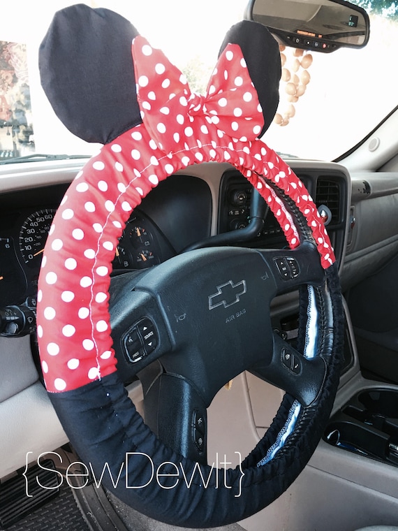 Steering Wheel Cover Minnie Mouse Inspired With Ears Bow Etsy