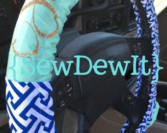 Steering Wheel Cover with Monogramming! Custom fabric designs! Many styles to choose from! Cute Car Accessories Great Gift Idea!