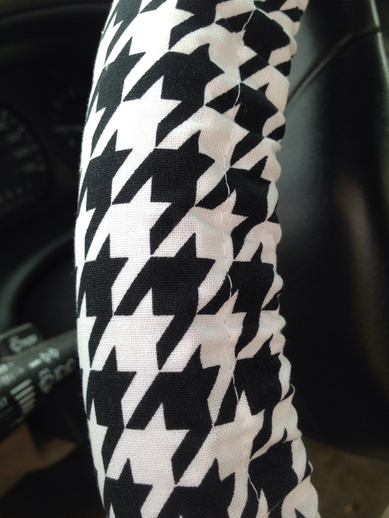 Steering Wheel Cover Black & White Houndstooth Cute Car Etsy