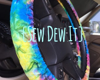 Steering Wheel Cover Tie Dye Hippie Peace Love Color ~ Great gift idea Birthday Christmas Teacher Appreciation Mothers Day Graduation