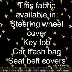 Steering Wheel Cover Black with Gold Stars Key Fob Car Trash Bag Seat Belt Cover Car Accessories Gift Idea image 1