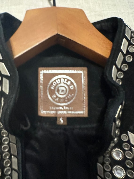 Double D Black Suede Jacket Studded Rhinestones - image 9