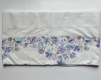 Sábana plana de algodón con estampado floral morado vintage: ropa de cama tamaño matrimonial