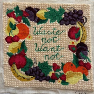 Vintage Crewel Embroidery Fruit Art: 