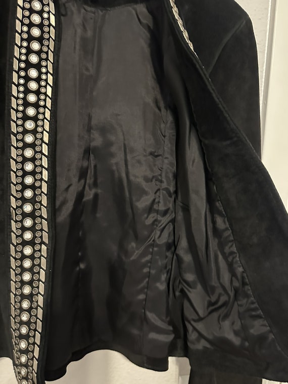 Double D Black Suede Jacket Studded Rhinestones - image 4