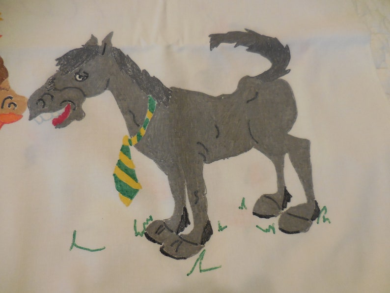 Western Pillowcase PAIR Hand Painted Handmade Horses Let/'s Horse Around Neigh Western Wedding Gift