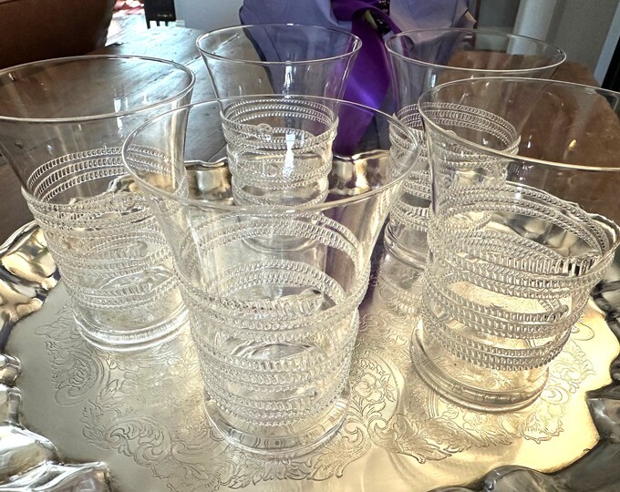 Juliska Ella Glasses Clear Swirl Set of 5 Etsy