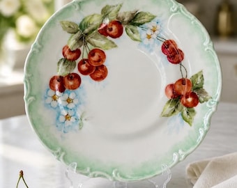 Handmålad körsbärstallrik Hutschenreuther Sylvia porslin