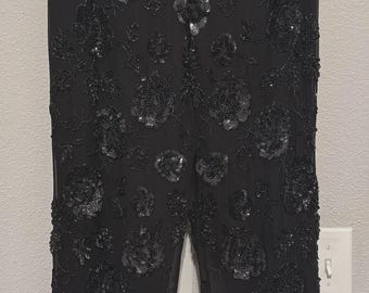 Vintage zwarte broek met pailletten, maat Small