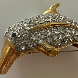 Swarovski Dolphin Brooch Shoulder Pin