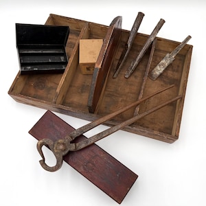 Vintage Tool Bundle Farm Masonry Sharpening Stone Forged Steel