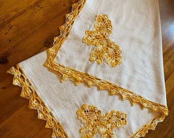 Handmade Crocheted Butterfly Tablecloth Vintage Linen Décor