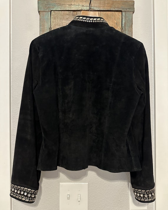 Double D Black Suede Jacket Studded Rhinestones - image 3