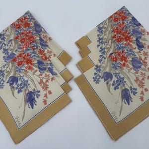 Vintage Vera Neumann Floral Cotton Napkins - Mid Century Modern Set of 8
