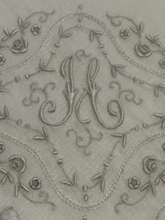 Monogram H Handkerchief Madeira Embroidered Linen