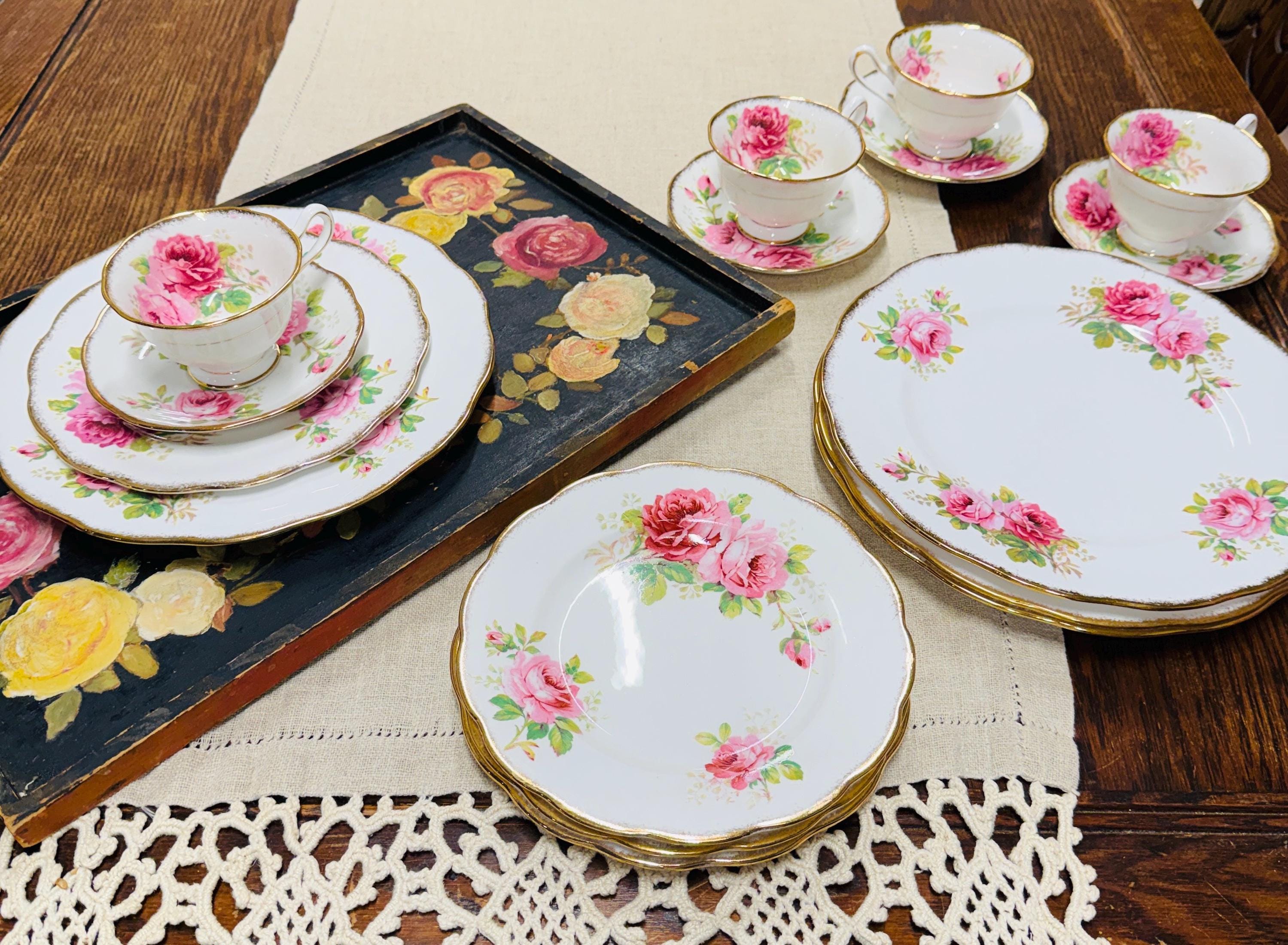 Pink rose dinnerware - Etsy 日本