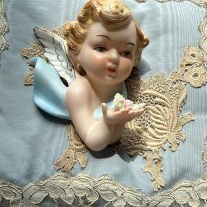 Vintage Napco Angel Cherub Wall Plaque: Shabby Cottagecore Decor