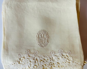 Monogram H French Linen Hand Towels HHS Dozen
