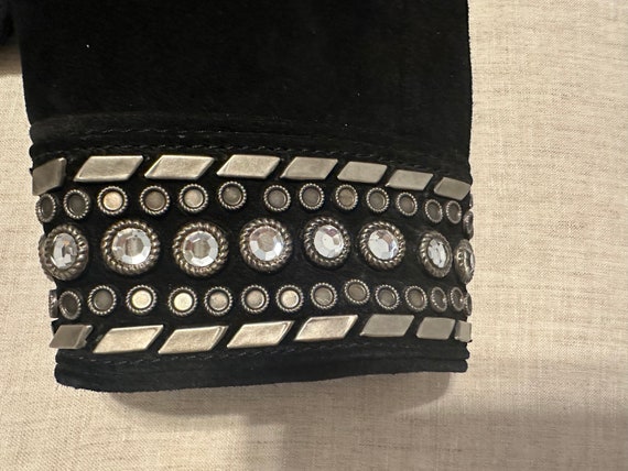 Double D Black Suede Jacket Studded Rhinestones - image 8