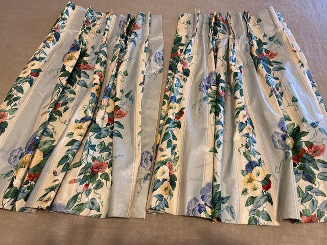 Vintage Waverly Chintz Fabric Floral Drapes Bundle 4 Window | Etsy