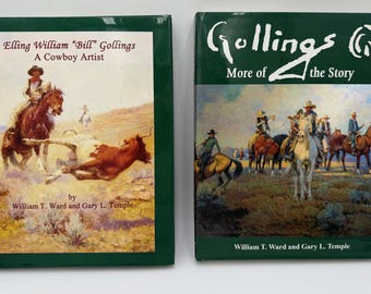 Western Cowboy Art Bill Gollings Book Set Vintage Artist History
