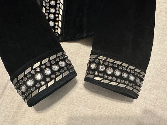 Double D Black Suede Jacket Studded Rhinestones - image 7