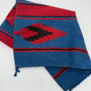 Southwestern Aztec Woven Red Blue Rug Wall Art