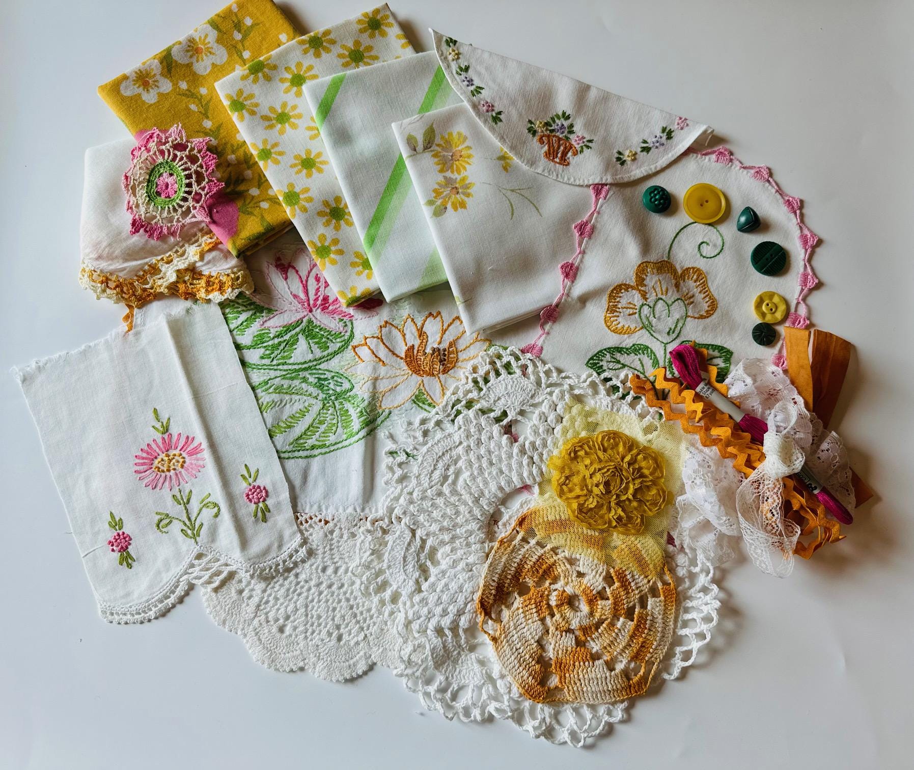Charming Vintage Pink Lace Bundle for DIY Crafts, Shabby Chic and Mixed Textures, Pink Snippet Bundle