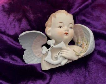 Vintage Ardalt Japan Verithin Porcelain Cherub Figurine - Angel