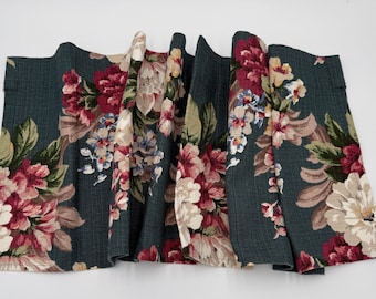 Vintage Barkcloth Floral Valance Cottagecore Curtain Mid Century Window Treatment Pink Blue Flowers