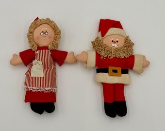 Muñecos de tela vintage de Papá Noel y Mamá Noel de Hallmark, década de 1980, Taiwán