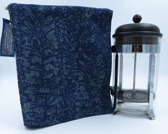 Recycled Denim Print Cafetierre Cosy / Tea cosy / Kitchen accessory / Coffee cosy / tea cozy / teapot cover / cafetierre cover