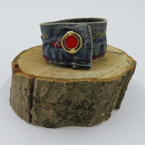Recycled Denim Bracelet/Denim Cuff Bracelet/Wristband/Denim Bracelet/Denim Jewellery/Recycled Jewellery